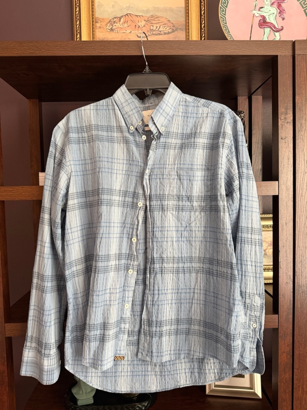 Billy Reid Blue Plaid Button-Down Shirt